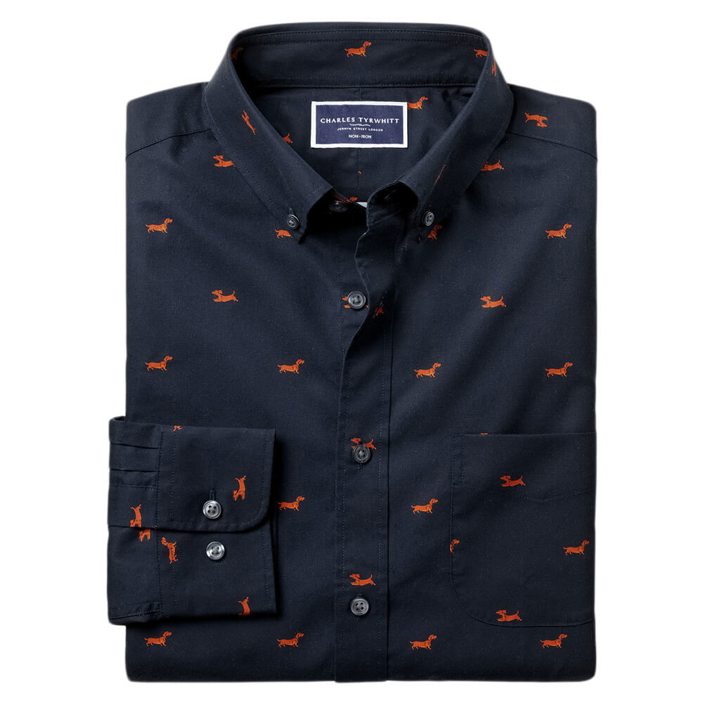 Charles Tyrwhitt Dog Print Shirt – Navy